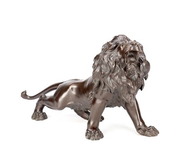 Lot A MEIJI PERIOD BRONZE SCULPTURE OF A LION