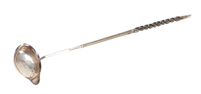 Lot A GEORGE III ENGLISH SILVER AND HORN LADLE