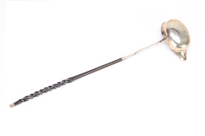 Lot A GEORGE III ENGLISH SILVER AND HORN LADLE