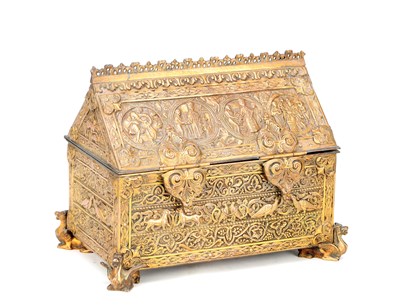 Lot A 19TH CENTURY GILT BRONZE RENAISSANCE JEWELLERY CASKET