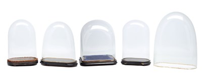 Lot FIVE FRENCH GLASS DOMES
