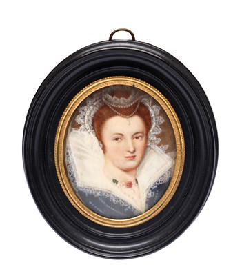 Lot WILLIAM A. HAWKINS (BRITISH, D. 1930) A RENAISSANCE STYLE MINIATURE PORTRAIT ON IVORY OF MARY QUEEN OF SCOTS