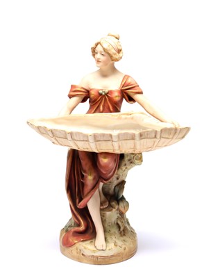 Lot AN ART NOUVEAU ROYAL DUX FIGURAL TAZZA