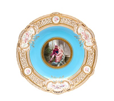 Lot AN EARLY 20TH CENTURY ROYAL CROWN DERBY PIERCED CABINET PLATE PAINTED BY P. TAILLANDIER