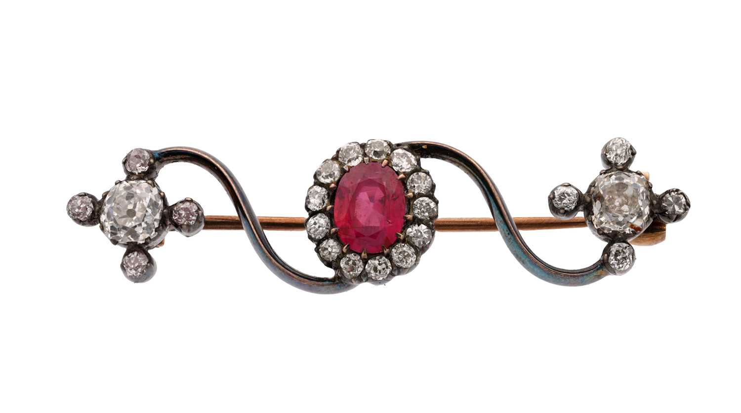 Lot A 1930S RUBY AND DIAMOND PIN BROOCH