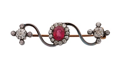 Lot A 1930S RUBY AND DIAMOND PIN BROOCH
