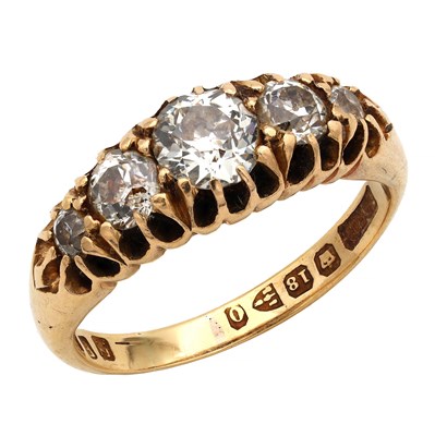 Lot A VICTORIAN FIVE STONE DIAMOND 18CT GOLD RING