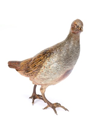 Lot FRANZ BERGMANN (AUSTRIAN) A GOOD LATE 19TH CENTURY COLD PAINTED BRONZE SCULPTURE OF A PARTRIDGE
