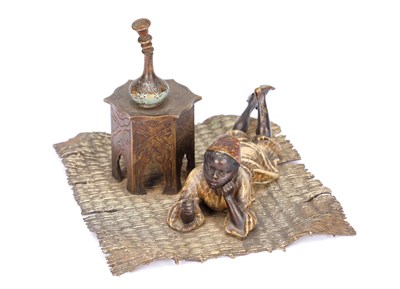 Lot FRANZ BERGMANN A LATE 19TH CENTURY COLD PAINTED BRONZE SCULPTURE OF AN ARABIAN BOY