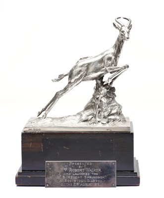 Lot A MID 20TH CENTURY ENGLISH SILVER SPRINGBOK SCULPTURE