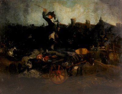 Lot 349 - An 18th Century OIL ON OAK PANEL 
 Cavalry...