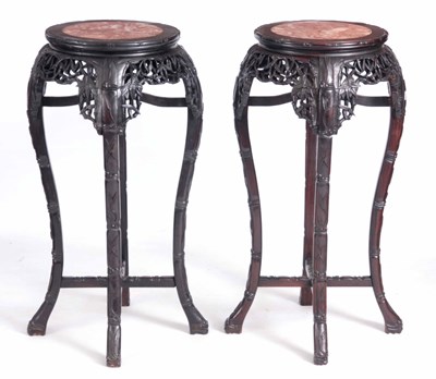 Lot 174 - A PAIR OF LATE 19TH CENTURY CHINESE HARDWOOD...