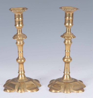 Lot 268 - A PAIR OF EARLY 18TH CENTURY SEAMED BRASS...