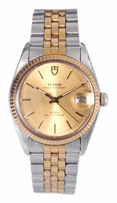 Lot 306 - A GENTLEMAN'S STEEL AND GOLD PLATED TUDOR...