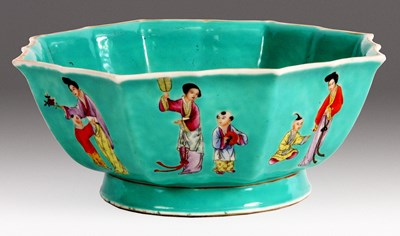 Lot 98 - An unusual Chinese pale green ground octagonal...