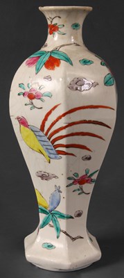 Lot 105 - A Chinese Famille Verte hexagonal inverted...