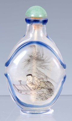 Lot 92 - A CHINESE CRYSTAL AND BLUE GLASS CAMEO CUT...