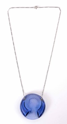 Lot 17 - RENE LALIQUE. A RARE BLUE GLASS SAINTE-ODILE...