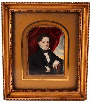 Lot 244 - A 19th Century seated PORTRAIT on Ivory of a...