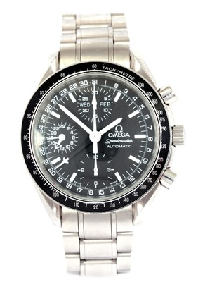Lot 326 - A GENTLEMAN'S STAINLESS STEEL OMEGA TRIPLE...