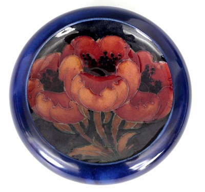 Lot 41 - A MOORCROFT 'BIG POPPY' DESIGN DISH with dark...