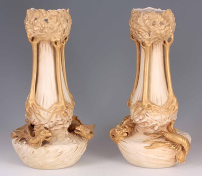 Lot 50 - A PAIR OF ROYAL DUX ART NOUVEAU STYLE VASES of...