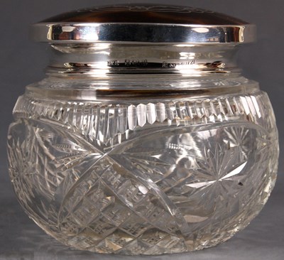 Lot 204 - A George V Cut Glass squat bulbous DRESSING...