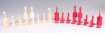 Lot 545 - A LARGE 19TH CENTURY TURNED IVORY CHESS SET a...