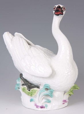Lot 58 - A 19th CENTURY MEISSEN SWAN having impressed...