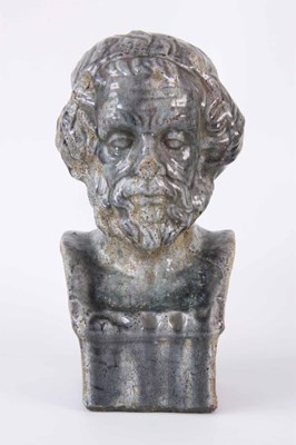 Lot 78 - A 19TH CENTURY GLAZED TERRACOTTA BUST OF A...