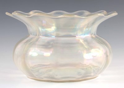 Lot 7 - A 19TH CENTURY IRIDESCENT GLASS BOWL possibly...