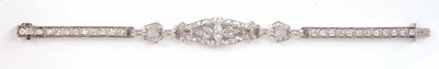 Lot 176 - AN ART DECO PLATINUM AND DIAMOND BRACELET set...