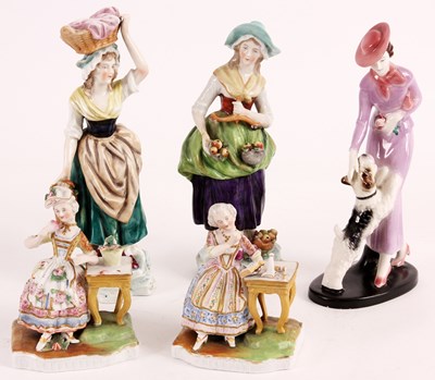 Lot 70 - A PAIR OF CONTINENTAL LADY FRUIT SELLERS, AN...