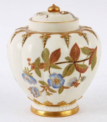 Lot 53 - A ROYAL WORCESTER GILT EDGED LOBED IVORY...