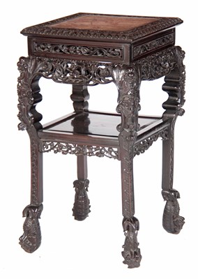 Lot 103 - A 19TH CENTURY CHINESE HARDWOOD JARDINIERE...