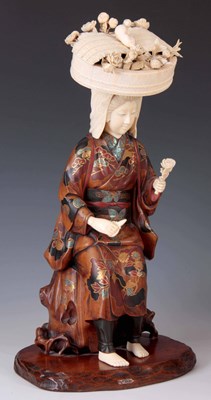 Lot 116 - AN IMPRESSIVE JAPANESE MEIJI PERIOD CARVED...