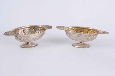 Lot 133 - A PAIR OF 19TH CENTURY DUTCH SILVER BRANDY...