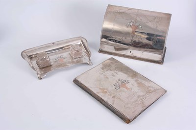 Lot 147 - AN EXTENSIVE SILVER DESK SET BY WILLIAM COMYNS...