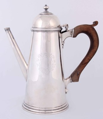 Lot 160 - A QUEEN ANN SILVER COFFEE POT, POSSIBLY IRISH...