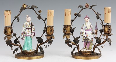 Lot 86 - A PAIR OF 19th CENTURY MEISSEN ORMOLU MOUNTED...
