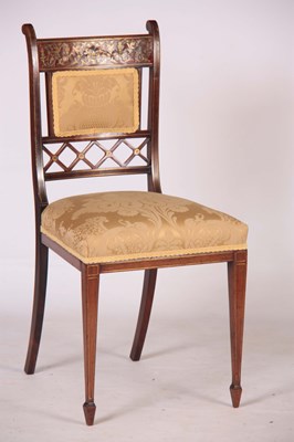 Lot 1002 - A LATE 19TH CENTURY SINGLE CHAIR with a brass...