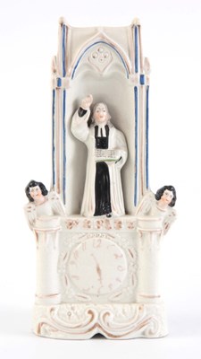 Lot 102 - A 19TH CENTURY STAFFORDSHIRE FLATBACK CLOCK...