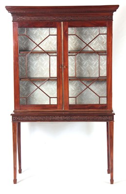Lot 1020 - A 19TH CENTURY MAHOGANY GLAZED DISPLAY CABINET...
