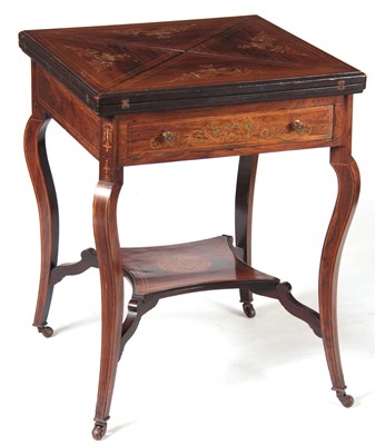 Lot 1021 - AN EDWARDIAN ROSEWOOD INLAID ENVELOPE CARD...