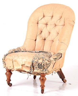 Lot 1026 - A VICTORIAN UPHOLSTERED OCCASIONAL CHAIR...