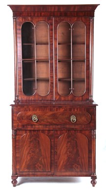 Lot 1028 - A WILLIAM IV MAHOGANY SECRETAIRE BOOKCASE with...