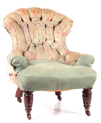 Lot 1032 - A VICTORIAN UPHOLSTERED OCCASIONAL CHAIR...