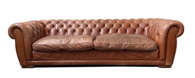 Lot 1033 - A LARGE 19TH CENTURY STYLE TAN LEATHER...