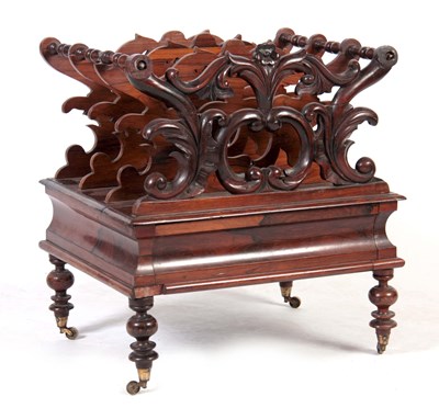 Lot 1055 - A WILLIAM IV ROSEWOOD CANTERBURY with four...