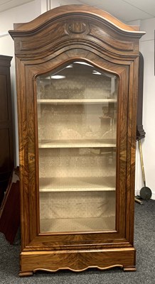Lot 1069 - A 19TH CENTURY FIGURED WALNUT FRENCH DISPLAY...